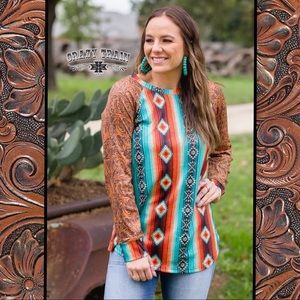 Crazy Train Hometown Harvest Aztec Tooled Top